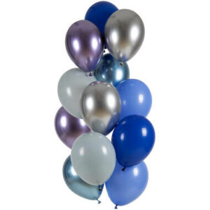 Blue Silver Tones 12 Balloon Bouquet
