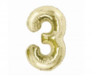 New  3, Champagne, Gold  85 cm  Foil Balloon