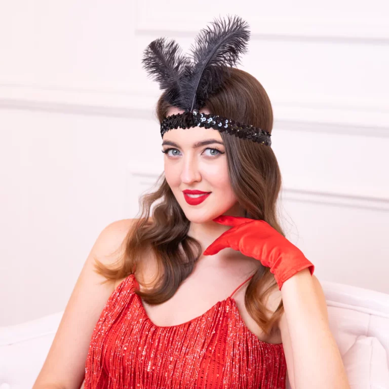 1920s, headband, with ,feathers, black 1