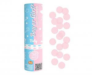 Confetti cannon Boy or Girl light pink paper circles, 15 cm