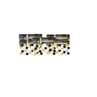 5 pieces ,Confetti, Cannon ,Circles, (black, gold, white) / 15 cm