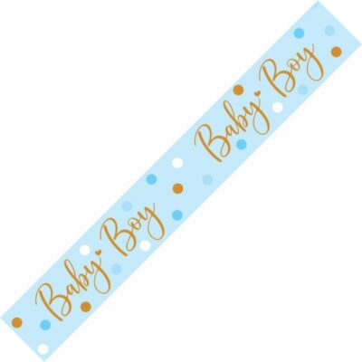 9ft Banner Sparkling Baby Boy Dots Holographic