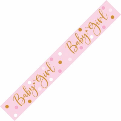 9ft Banner Sparkling Baby Girl Dots Holographic