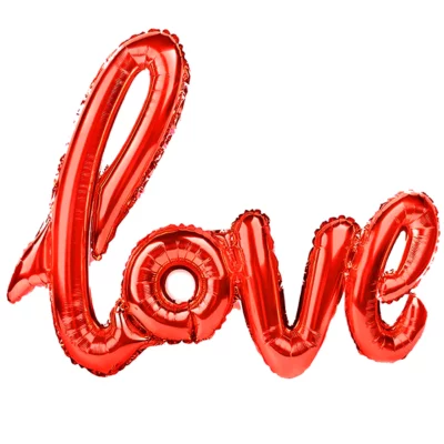 Foil balloon with red inscription love