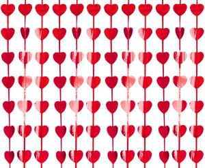 Hearts curtain, metallic red, 100x200 cm