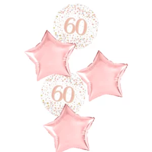 60 sparkling fizz white and rose gold foil balloon Bouquet