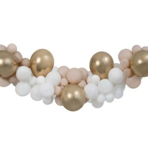 Balloon Garland White Champagne Gold and Latte