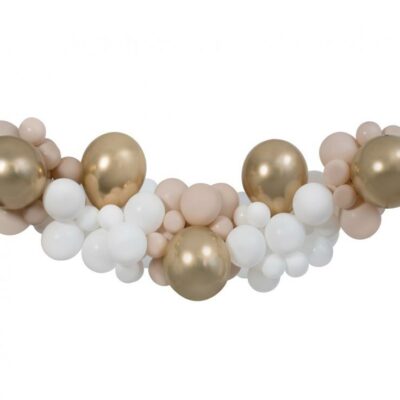Balloon Garland White Champagne Gold and Latte