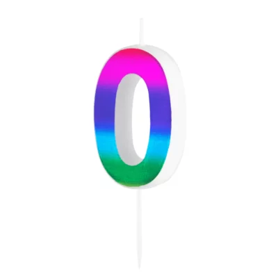 Colorful shiny candle number 0