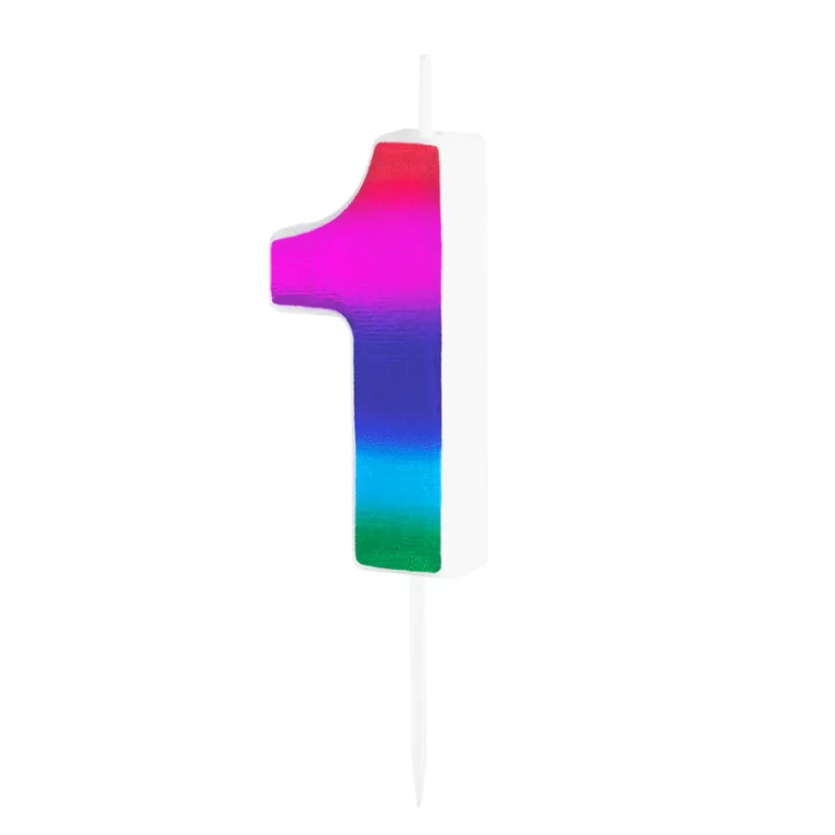 Colorful shiny candle number 1