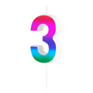 Colorful shiny candle number 3