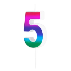 Colorful shiny candle number 5