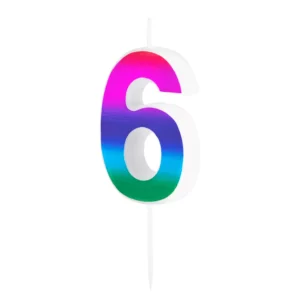 Colorful shiny candle number 6