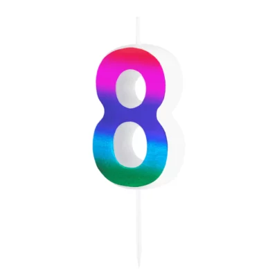 Colorful shiny candle number 8