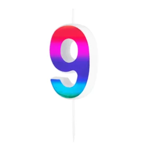 Colorful shiny candle number 9