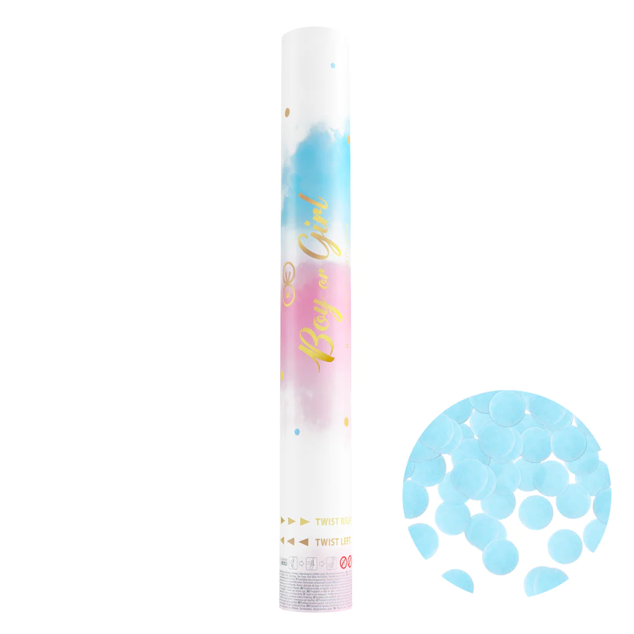 Confetti  Cannon Gender Reveal  Boy rings Blue 40cm