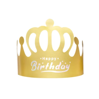 Happy Birthday gold paper crowns 6pk