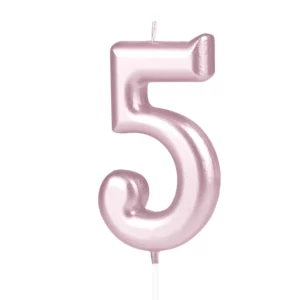 Rose gold numeral Cake candle 5