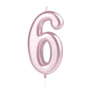 Rose gold numeral Cake candle 6