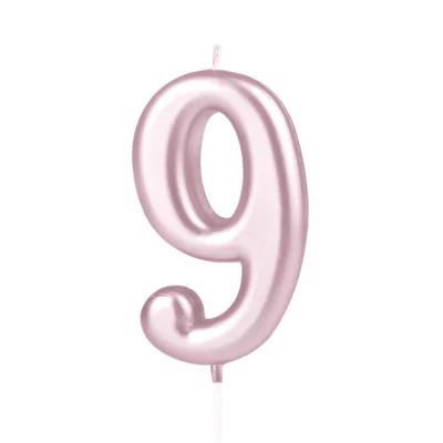 Rose gold numeral Cake candle 9