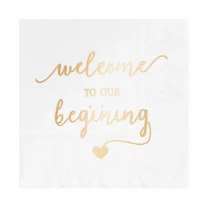 Welcome to our beginning napkins, white, 10 pcs