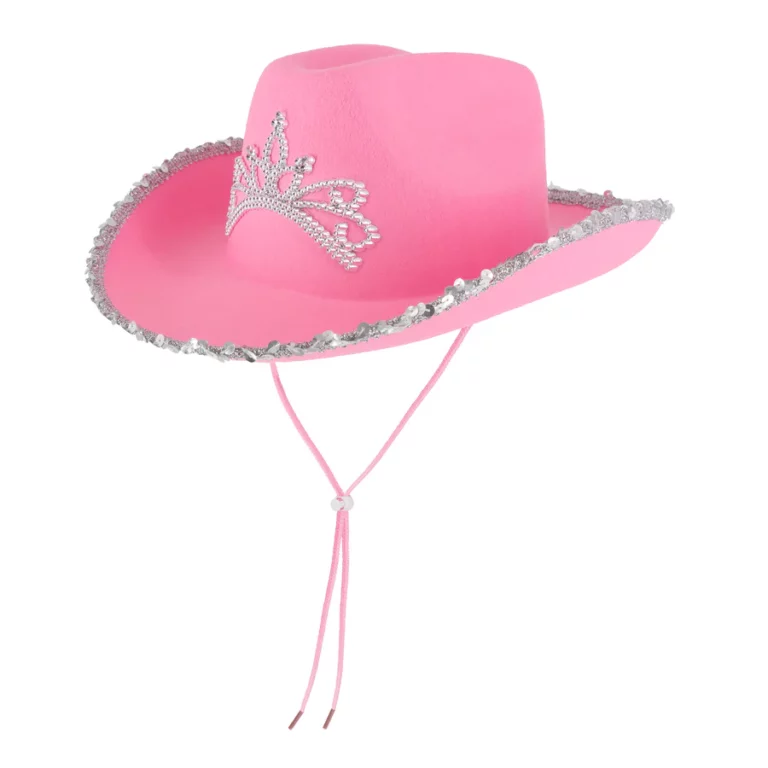Cowboy hat with tiara pink Cowboy hat with tiara pink