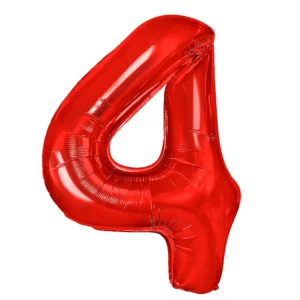 Foil balloon number 4 red 100 cm