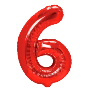 Foil balloon number 6 red 100 cm