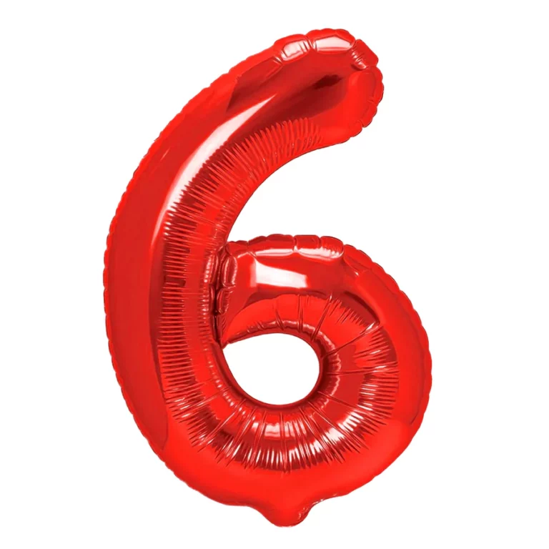 Foil balloon number 6 red 100cm