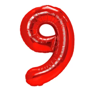 Foil balloon number 9 red 100 cm