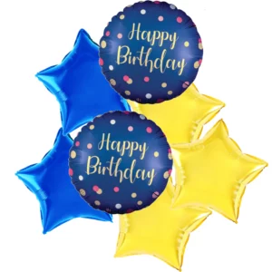 Blue ,Gold Happy Birthday Bouquet