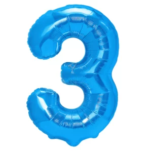 34 Inch Number 3 - Blue Foil Balloon