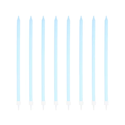 Blue long birthday candles 8 pcs.