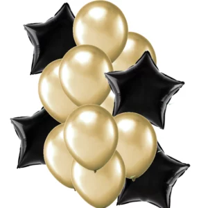 Gold Latex Black  Foil  Balloon Bouquet
