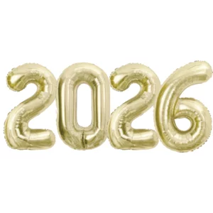 '2026' Number Balloons Champagne Gold