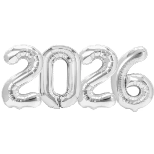 '2026' Number Balloons Silver