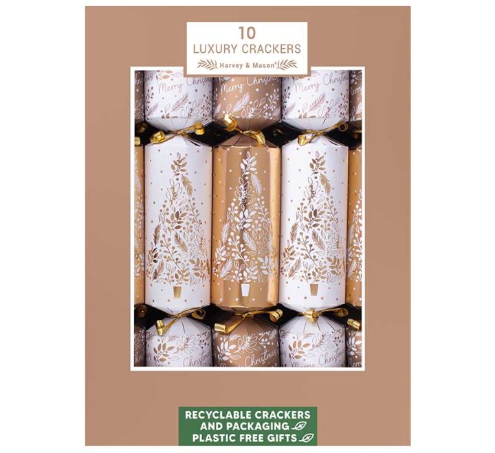 10PK 14in LUXURY GOLD TREE CRACKERS