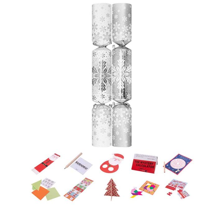 10PK 14in LUXURY SILVER SNOWFLAKE CRACKERS 1