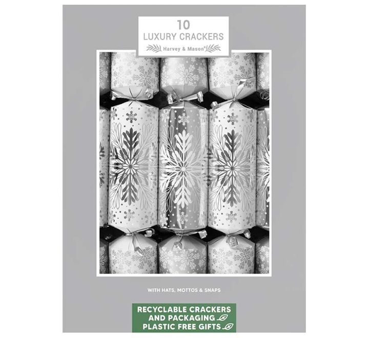 10PK 14in LUXURY SILVER SNOWFLAKE CRACKERS