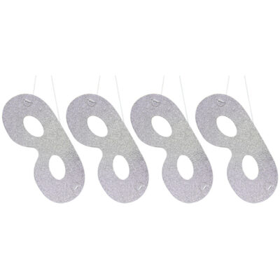 Silver coloured Glitter Masks - 4 pieces