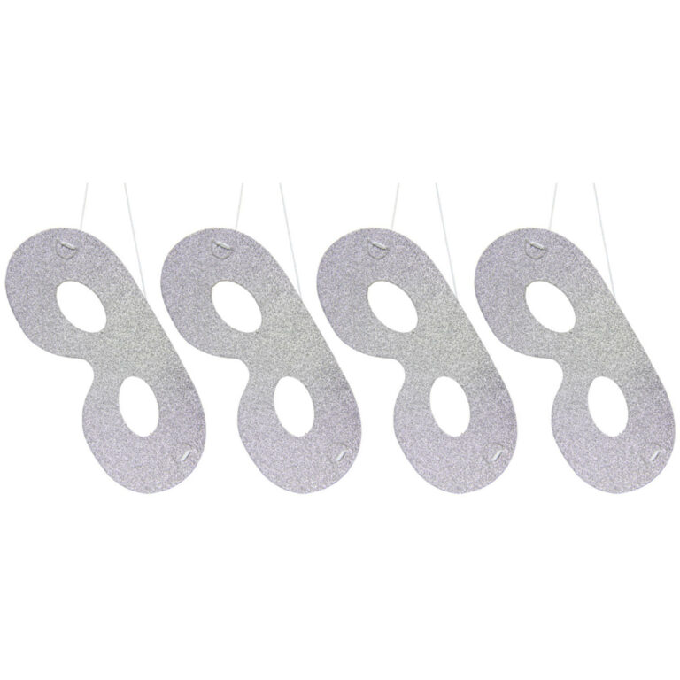 Silver coloured Glitter Masks – 4 pieces