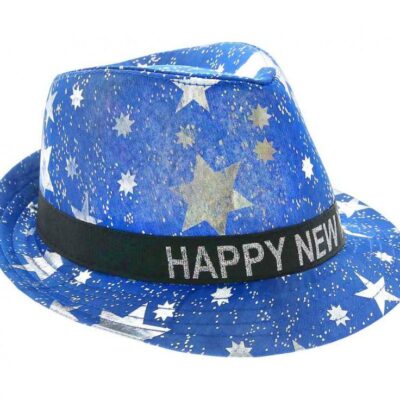 Happy New Year Hat, Blue with Stars