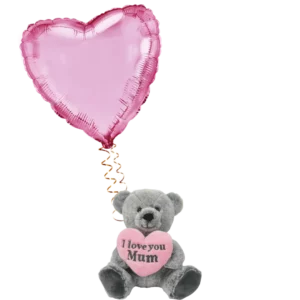 I Love You Mum Bear Plush & Jumbo Heart Bundle