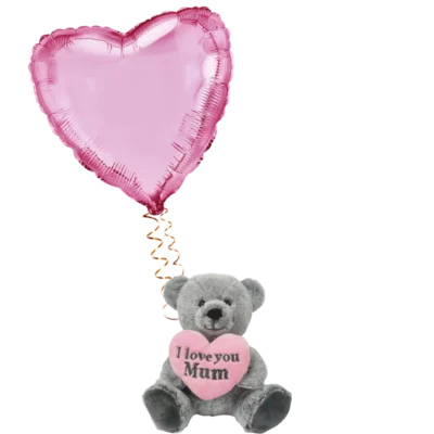 I Love You Mum Bear Plush & Jumbo Heart Bundle