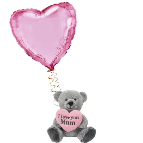 I Love You Mum Bear Plush & Jumbo Heart Bundle