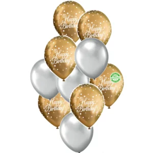 Happy Birthday  Gold and Silver Bouquet