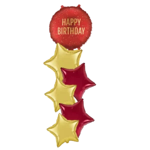 Red And Gold Happy birthday bouquet