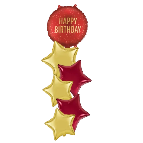 Red And Gold Happy birthday bouquet